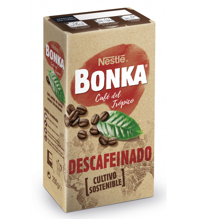 CAFE MOLIDO BONKA DESCAFEINADO NATURAL 250 G.