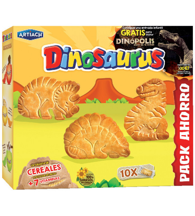 ARTIACH Dinosaurus galletas de cereales con vitaminas sin azúcares caja 185  gr : : Alimentación y bebidas